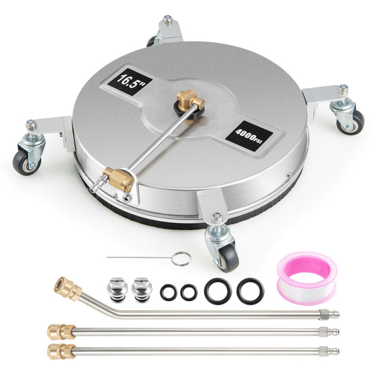 16.5" Pressure Washer Surface Cleaner, Undercarriage Pressure Washer Attachment w/Casters
