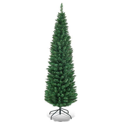 5FT Pencil Christmas Tree Slim Skinny Hinged Pine Tree with PVC Material