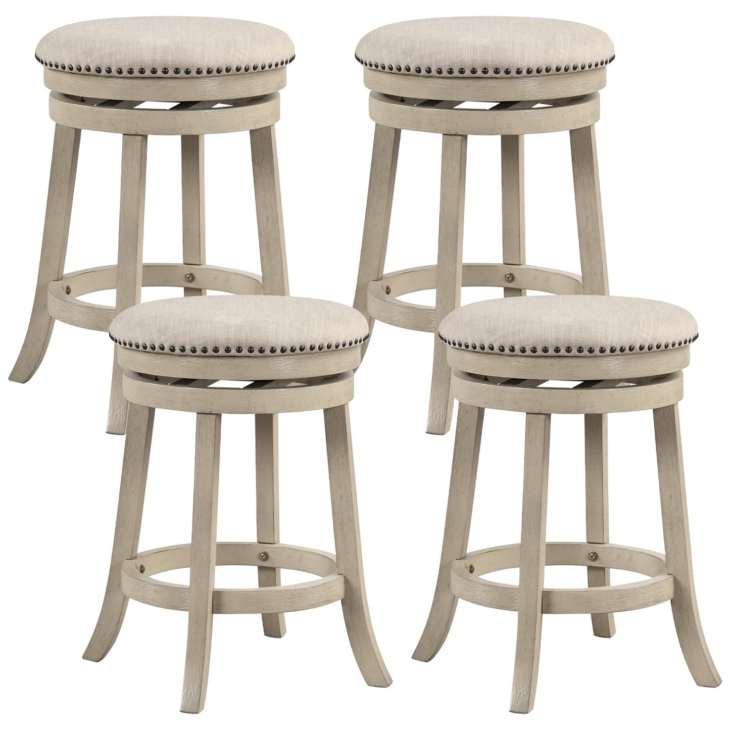360° Swivel Bar Stools Set of 2/4 24/26.5-inch Height Upholstered Round Barstools