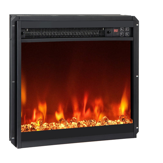 18 Inch Recessed Fireplace Heater Electric Fireplace Insert w/Multi-Color Flame & Crystal Ember Bed
