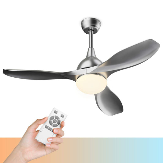 Modern Ceiling Fan with Light, Indoor Low Profile LED Ceiling Fan with Remote Control