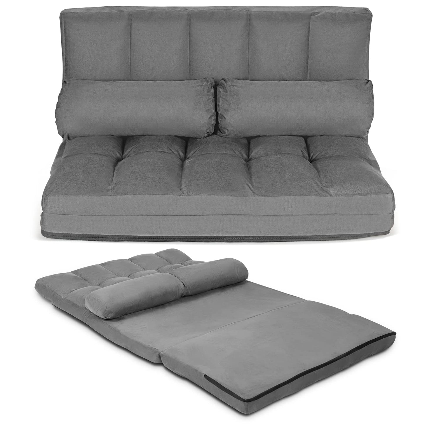 Convertible Floor Sofa Couch with 2 Pillows