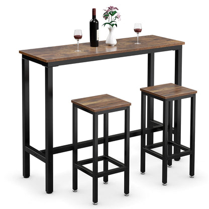 3-Piece Bar Table Set 39.5” Bar Table with 2PC 28” Bar Stools