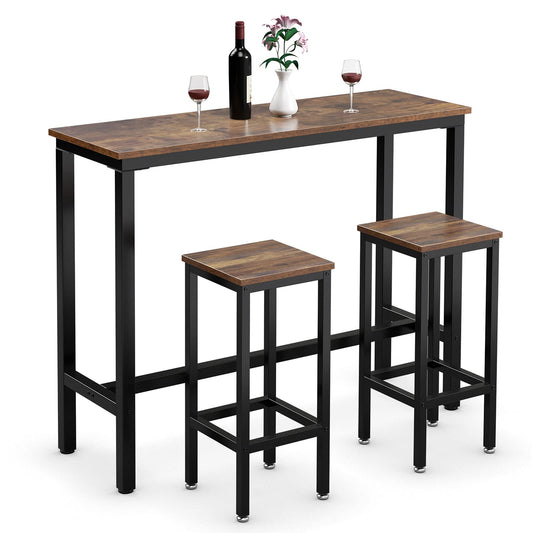 3-Piece Bar Table Set 39.5” Bar Table with 2PC 28” Bar Stools