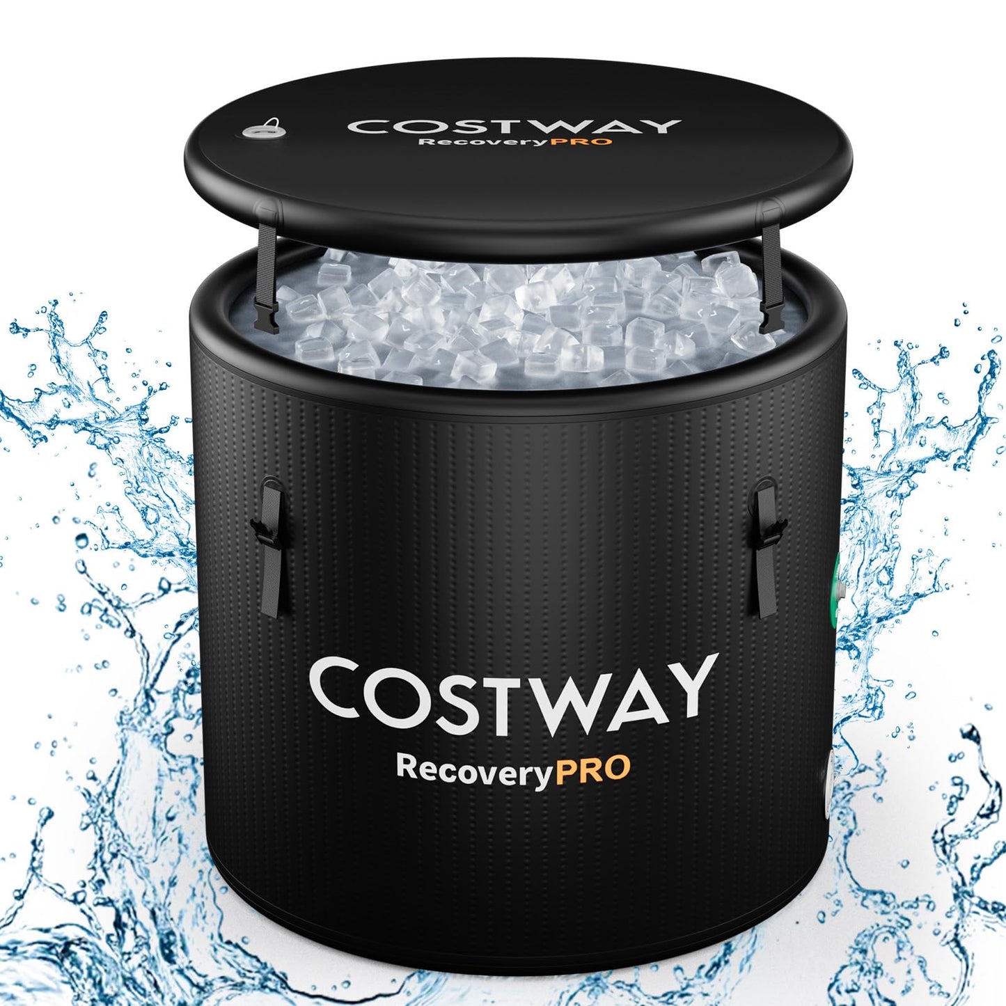 129 Gal Oval Ice Bath Tub with Cover for Cold and Hot Therapy