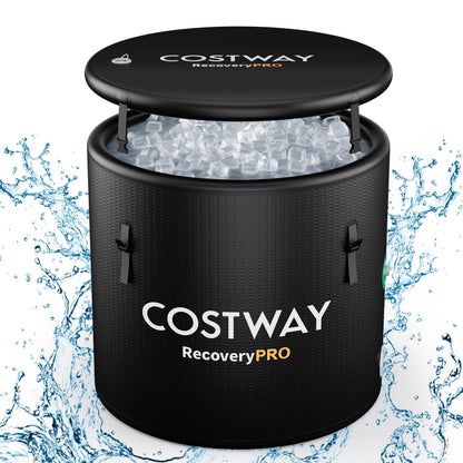 129 Gal Oval Ice Bath Tub with Cover for Cold and Hot Therapy