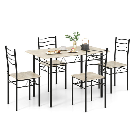 5 Piece Metal Rectangular Dinette Set w/Non-Slip Pad