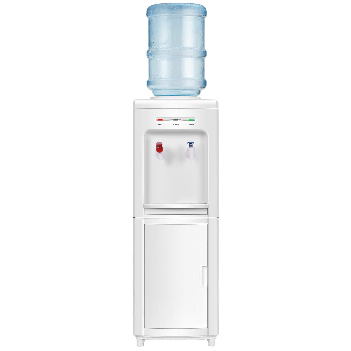 Water Cooler Dispenser for 3-5 Gallon Bottle, Top Loading Hot and Cold Water Dispenser with Storage Cabinet