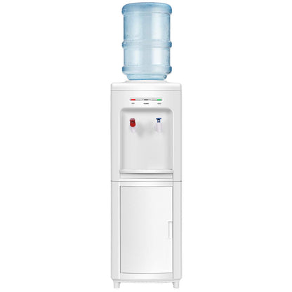 Water Cooler Dispenser for 3-5 Gallon Bottle, Top Loading Hot and Cold Water Dispenser with Storage Cabinet