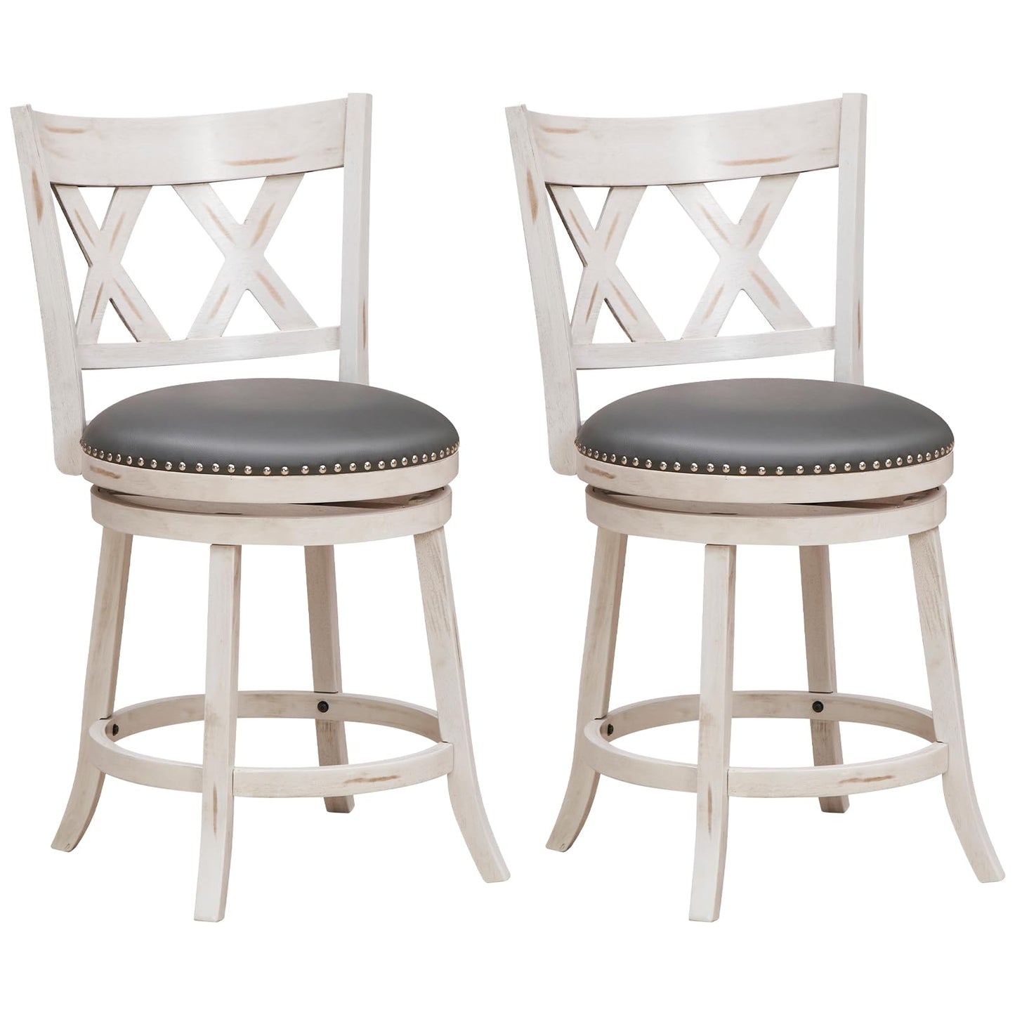 Bar Stool Set of 2/4 for Kitchen Island 25.5” Swivel Armless Counter Height Stools