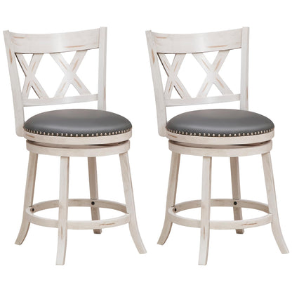 Bar Stool Set of 2/4 for Kitchen Island 25.5” Swivel Armless Counter Height Stools