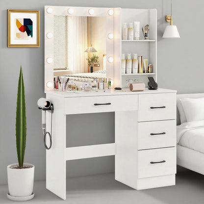 Vanity Desk with Mirror and Lights for Adult Teen Girls