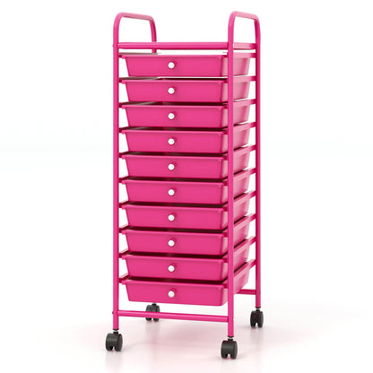 ARLIME 10-Drawer Storage Cart, 10 Drawer Trolley, Rolling Organizer Cart