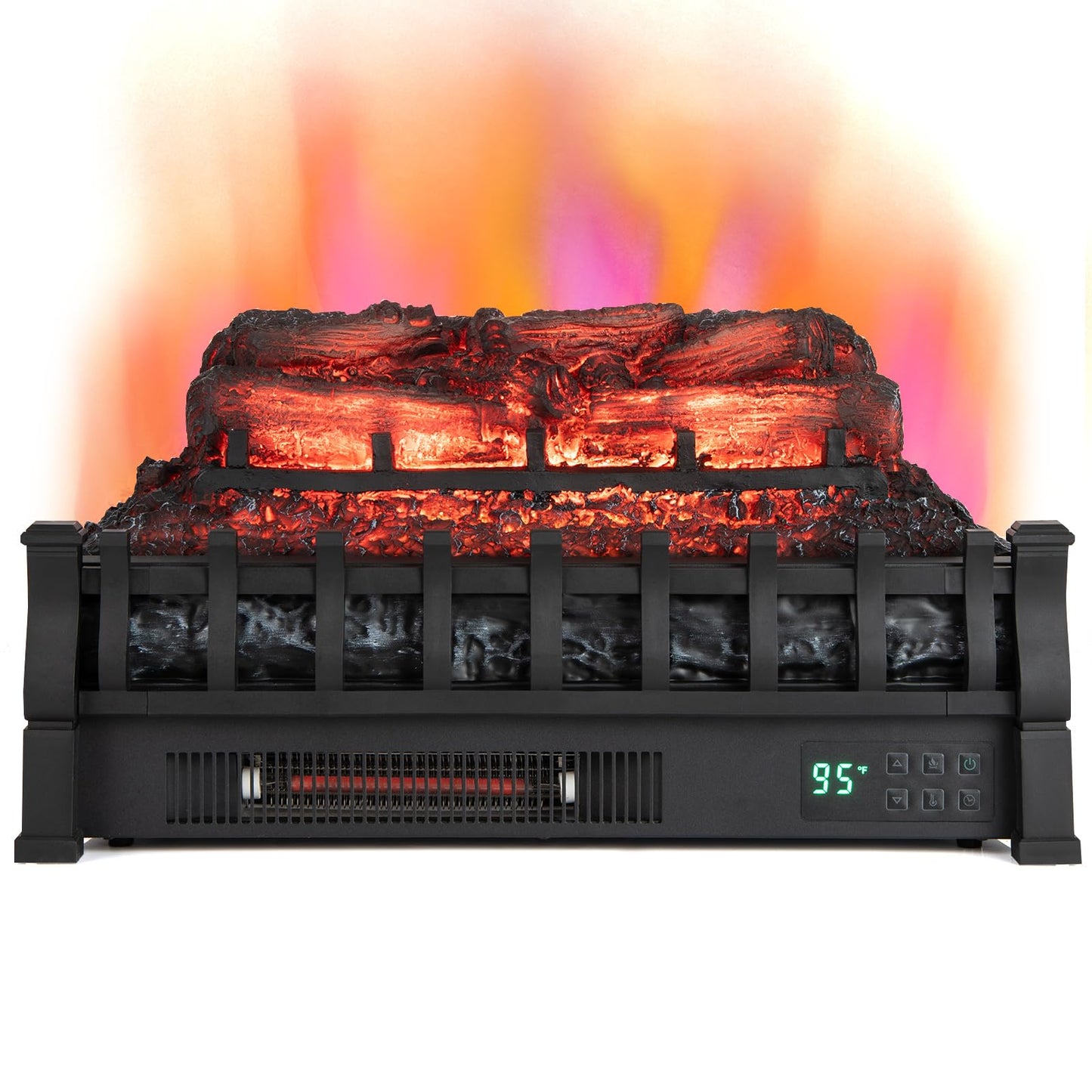 23 Inch Electric Fireplace Heater w/ 5 Level Flame & Brightness