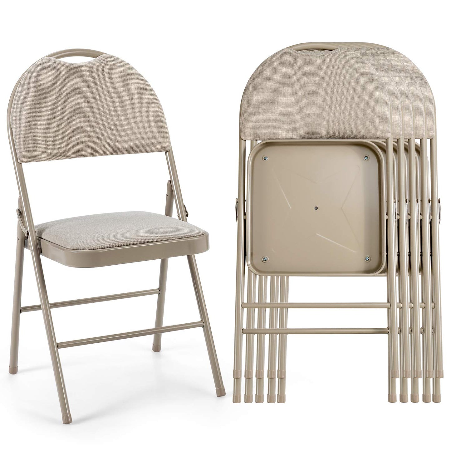 ARLIME Folding Chairs w/Padded Seats, Padded Folding Chair w/Handle Hole, Upholstered Seat