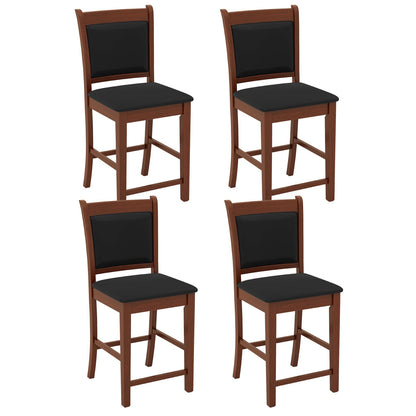 Upholstered Counter Stool Bar Stools Set of 2/4 with Solid Rubber Wood Frame