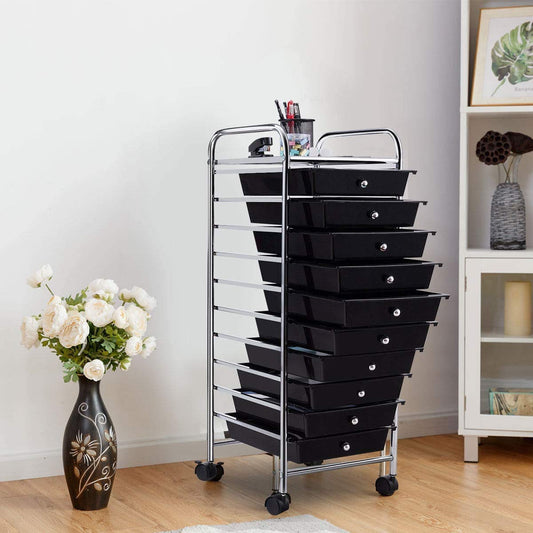 ARLIME 10-Drawer Storage Cart, 10 Drawer Trolley, Rolling Organizer Cart