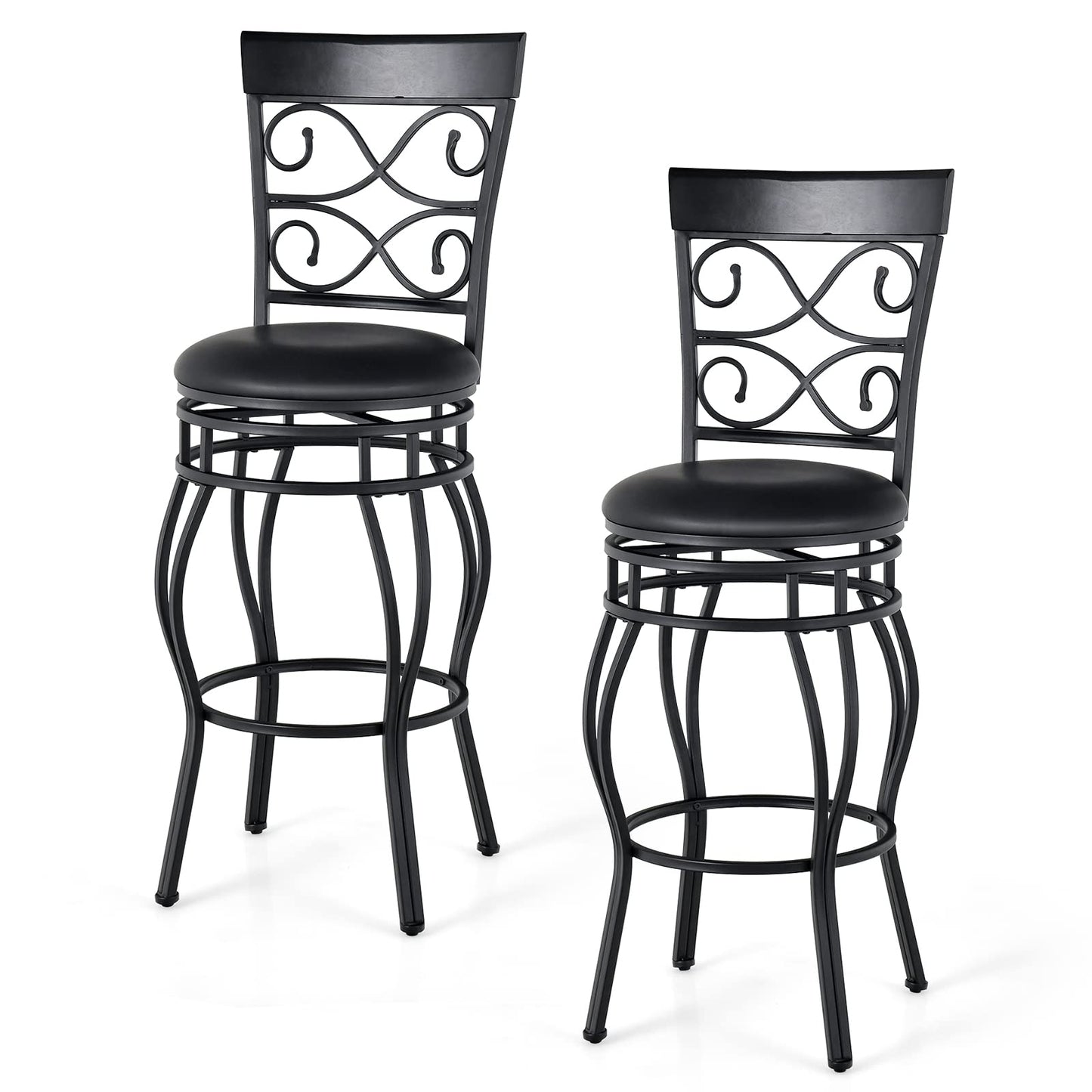 Bar Stools Set of 2 with Back for Kitchen Island