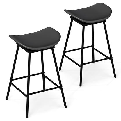 Faux Leather Backless Bar Stools with Padded Saddle Seat and Footrest