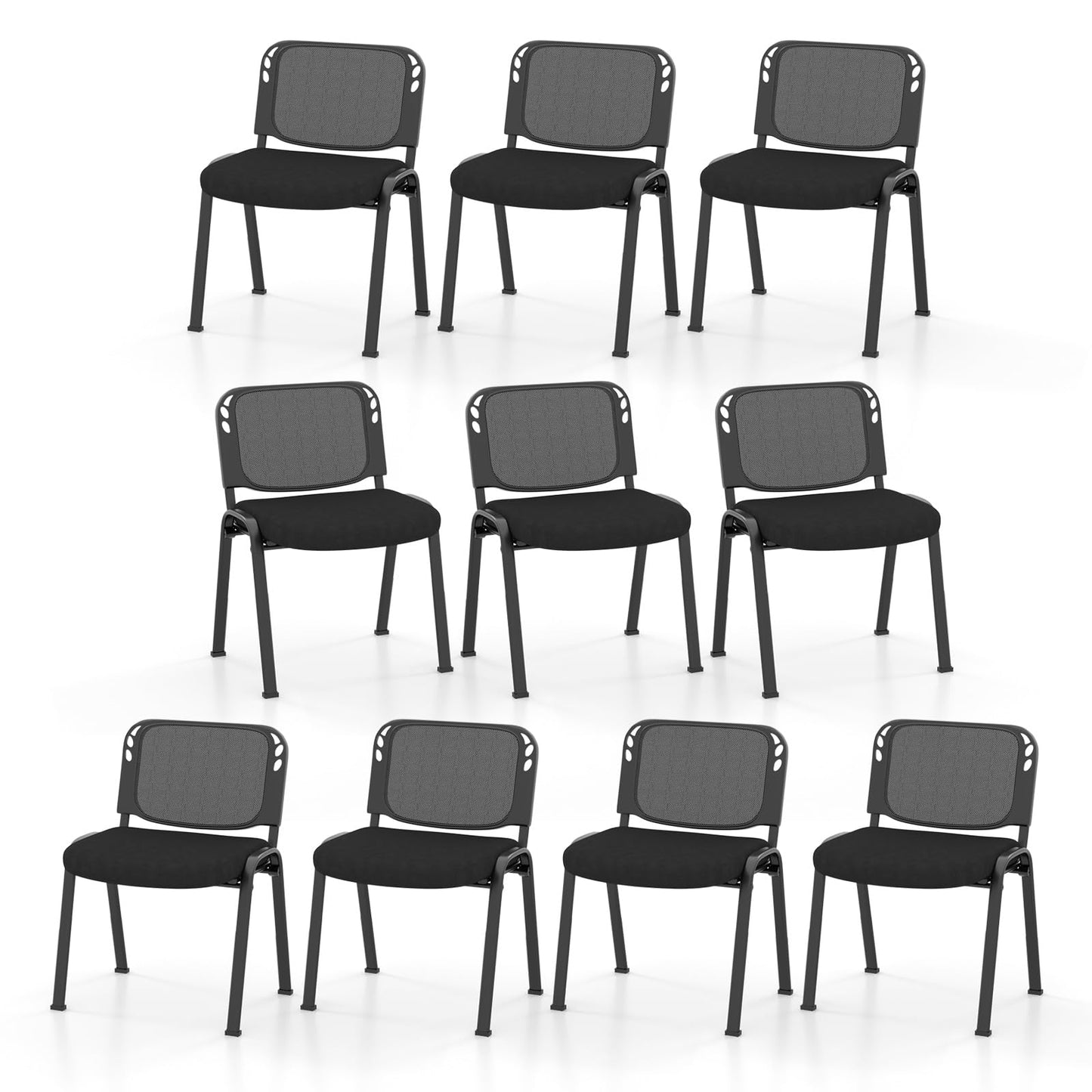 Meeting Room Chair Set of 10/15 Stackable Conference Chairs With Ergonomic Backrest & Waterfall Seat
