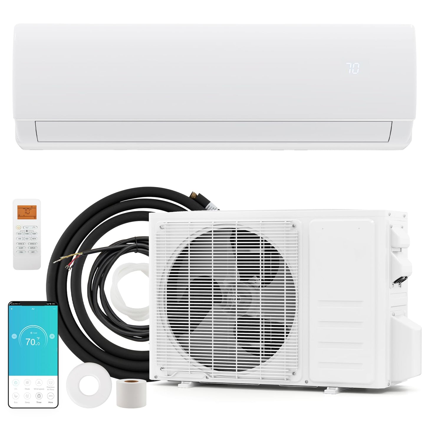 11500/17000/23000 BTU Mini Split Air Conditioner w/Installation Kit