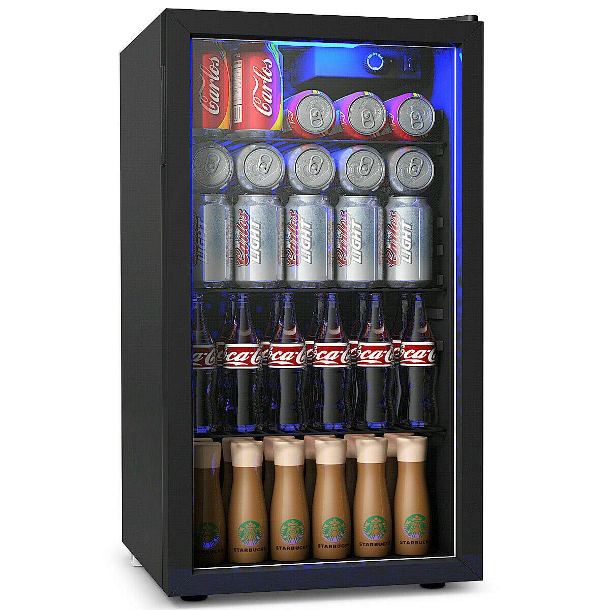 Beverage Refrigerator 120 Can Beverage Cooler with LED Light