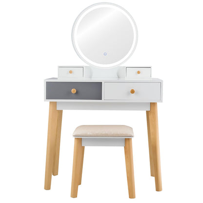 Makeup Dressing Table Set with 3 Color Lighting Modes & Adjustable Brightness