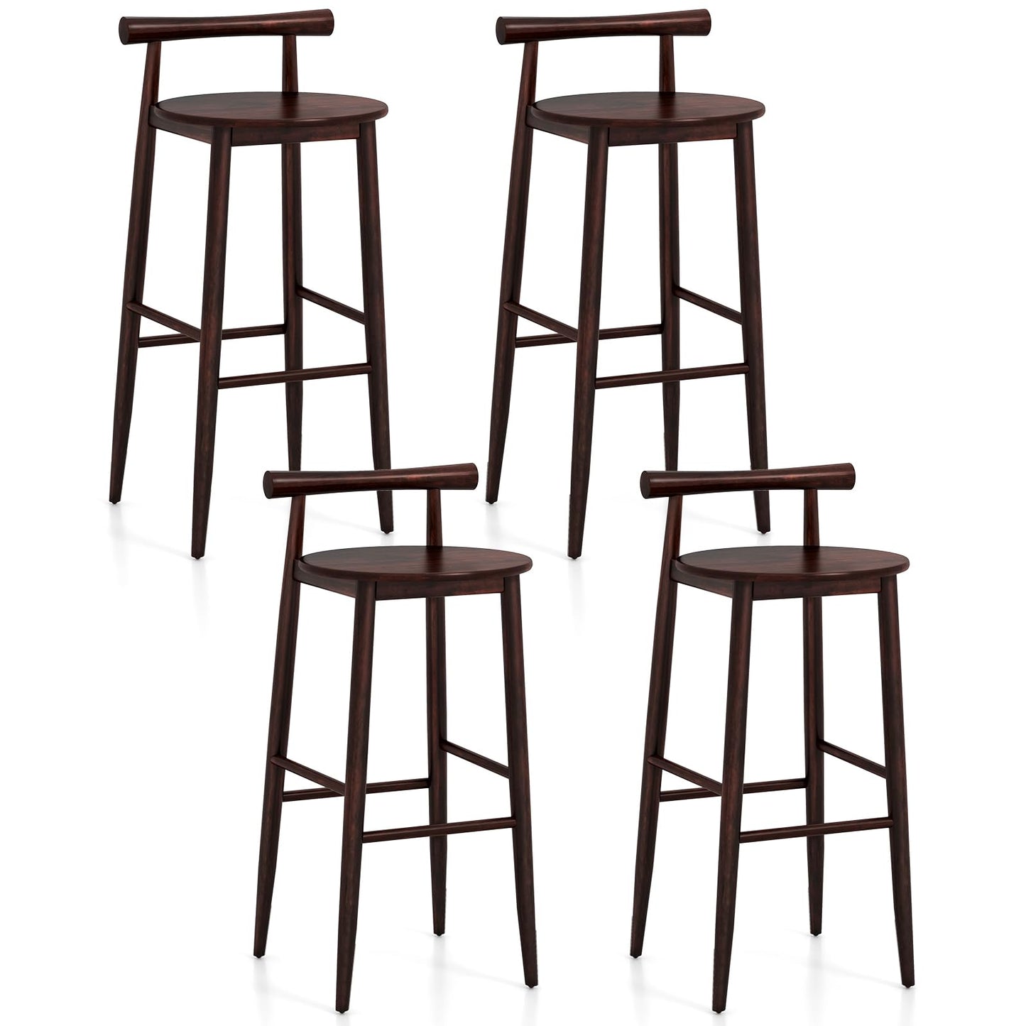 Bar Chair Set of 2/4 Bar Height Stools Set w/Acacia Wood Frame