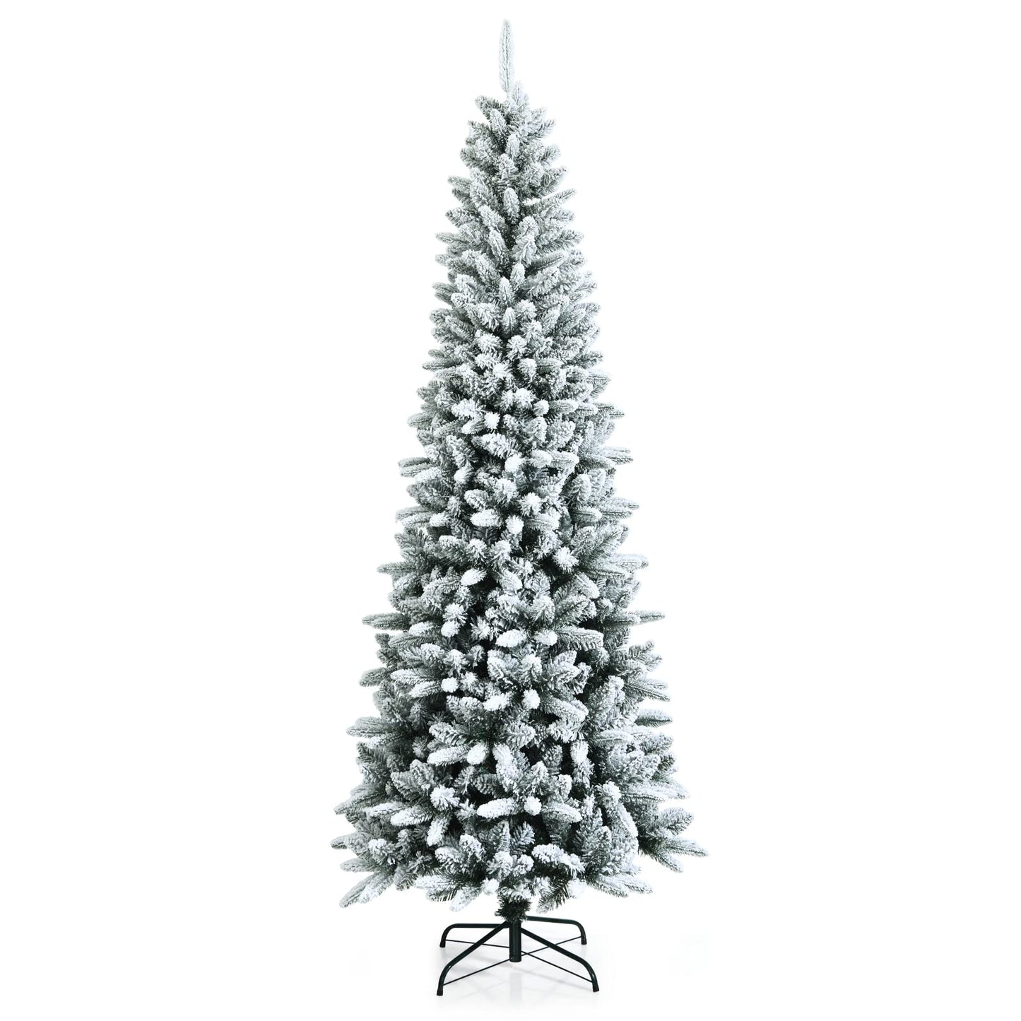 7.5Ft Snow-Flocked Artificial Christmas Tree w/ 1189 Branch Tips
