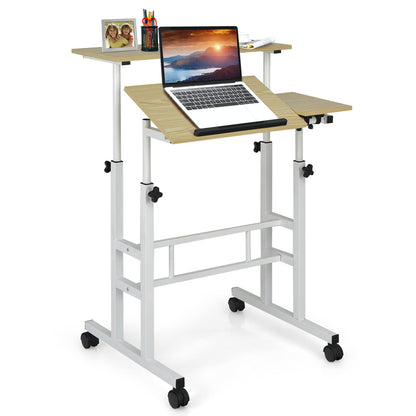 Mobile Standing Desk with Wheels for Home & Office