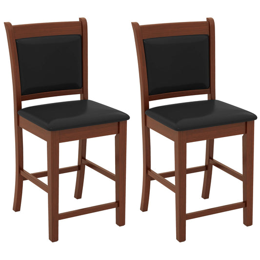 Upholstered Counter Stool Bar Stools Set of 2/4 with Solid Rubber Wood Frame