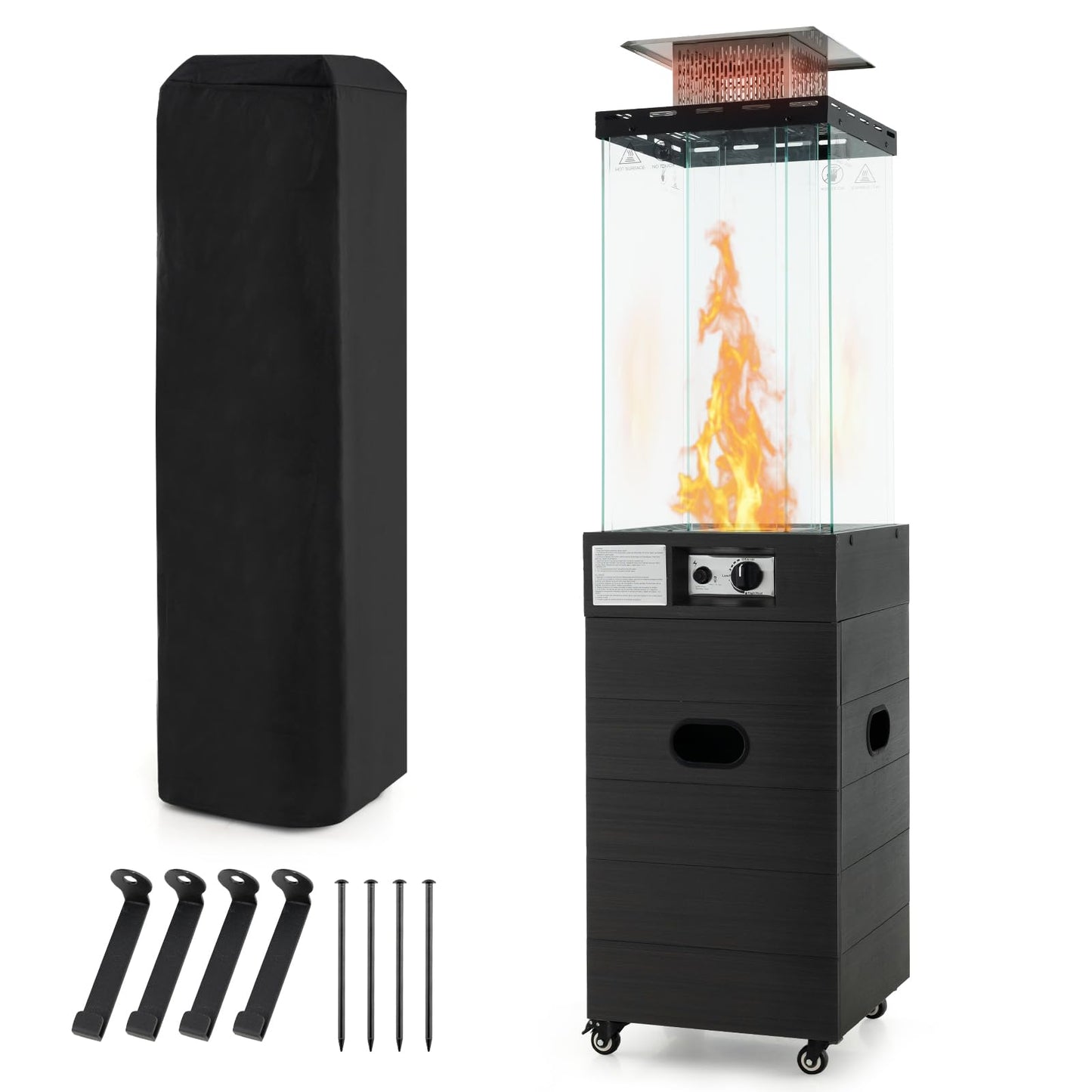 40,000 BTU Square Patio Propane Heater with Tempered Glass Tube