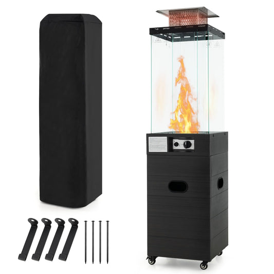 40,000 BTU Square Patio Propane Heater with Tempered Glass Tube