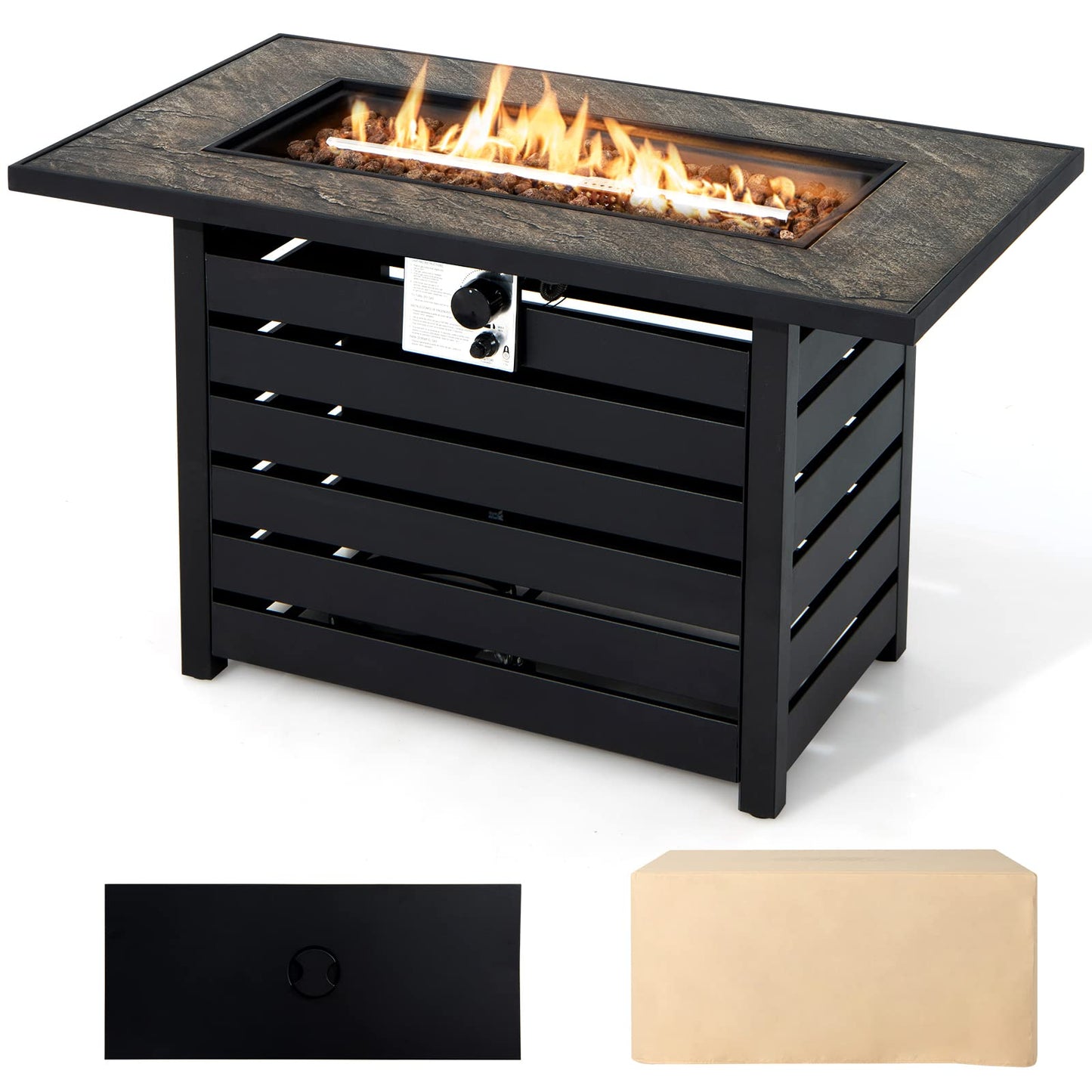 Rectangular Gas Fire Table w/ 50,000 BTU Heat Output