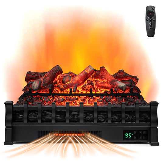 Eternal Flame Electric Fireplace Log, Lemonwood Ember Bed, 26-inch Infrared Electric Fireplace Heater Insert