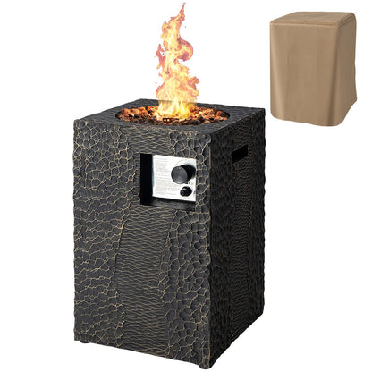 Fire Pit for Outside 16’’Gas Fireplaces 30,000 BTU Electronic Ignition Square with Lava Rocks