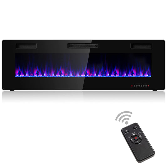 750W/1500W Wall Recessed and Mounted Fireplace with Remote Control (60-Inch)