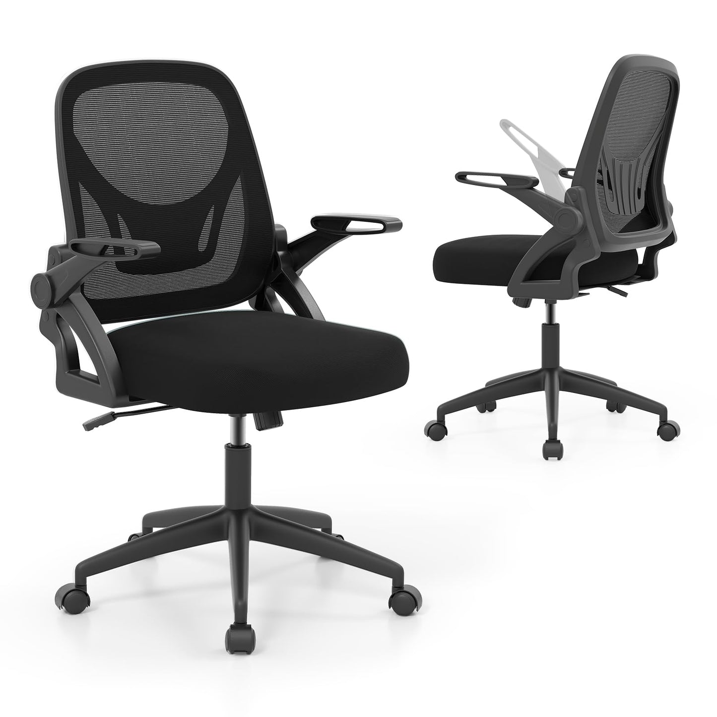 Comfy Swivel Rolling Desk Chair with Adjustable Height & Flip-Up Armrests