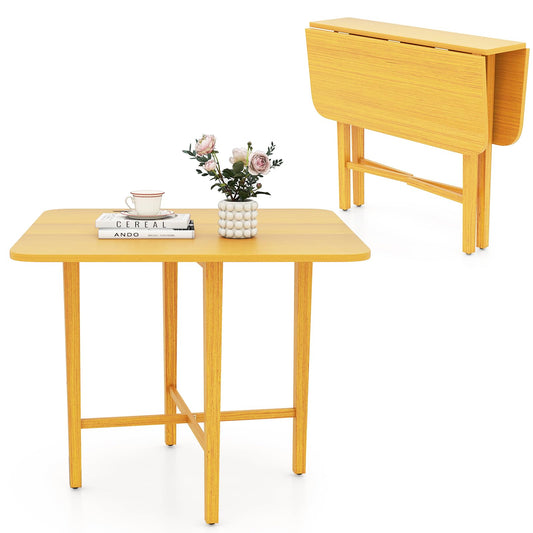 36" Compact Folding Kitchen Table for 2-4 People with Solid Rubber Wood Legs