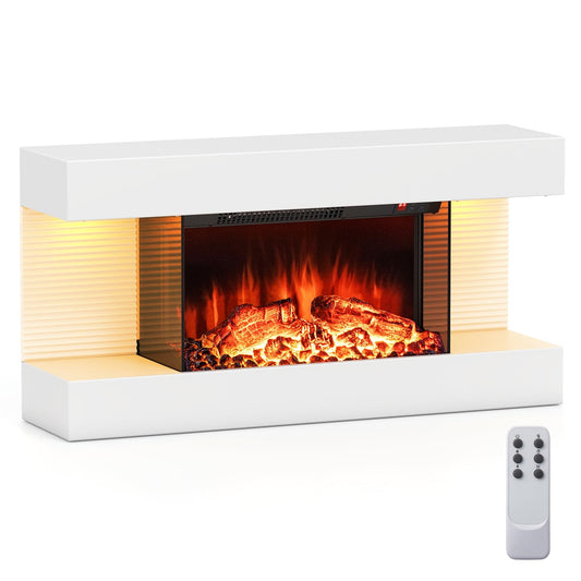 32 inch 3 Sided Glass Electric Fireplace with Floating Mantel