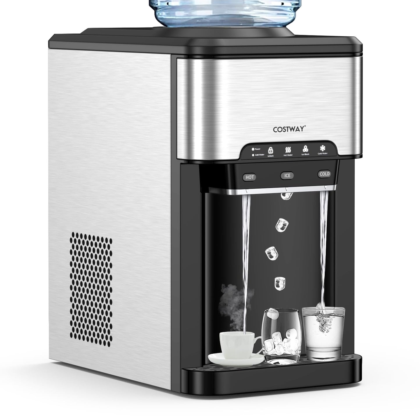 3 in 1 Portable Hot Cold Dispenser with 48LBS/24H Ice Machine