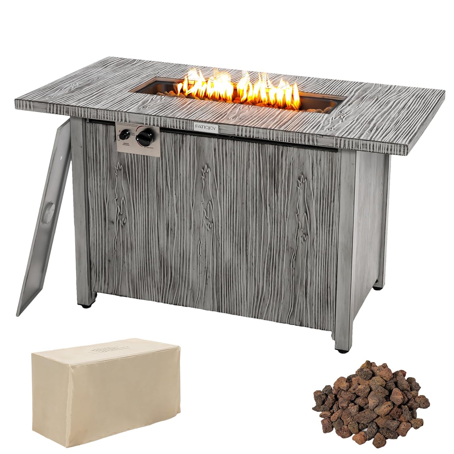 43" Propane Fire Pit Table w/Waterproof Cover for Balcony