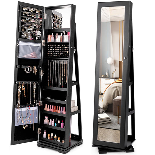 360 Rotating Jewelry Armoire Cabinet Standing Jewelry Organize