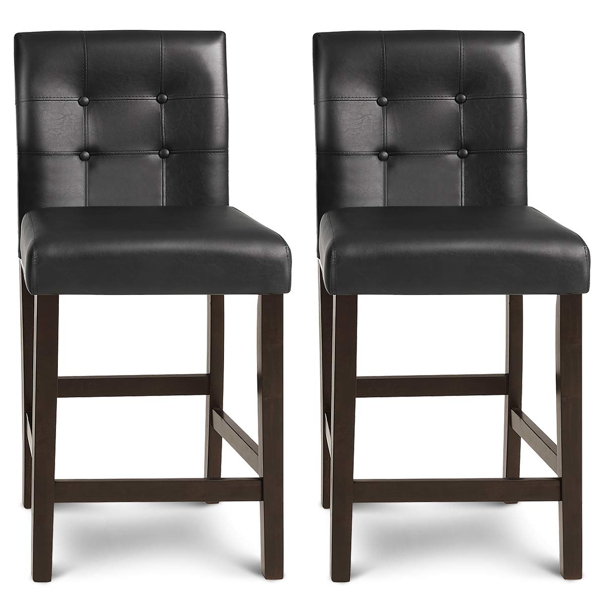 Set of 2 Bar Stools 25‘’ Upholstered Barstool with Back