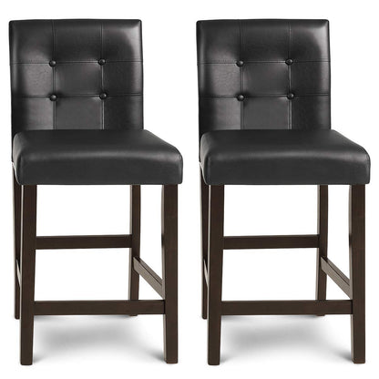 Set of 2 Bar Stools 25‘’ Upholstered Barstool with Back