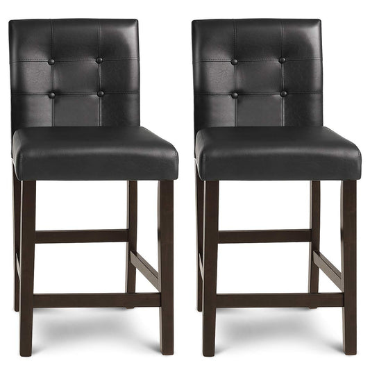 Set of 2 Bar Stools 25‘’ Upholstered Barstool with Back
