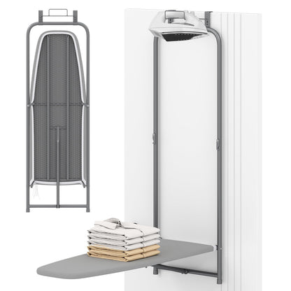 Space Saving Metal Hanging Ironing Board with Iron Holder & Cotton Cover