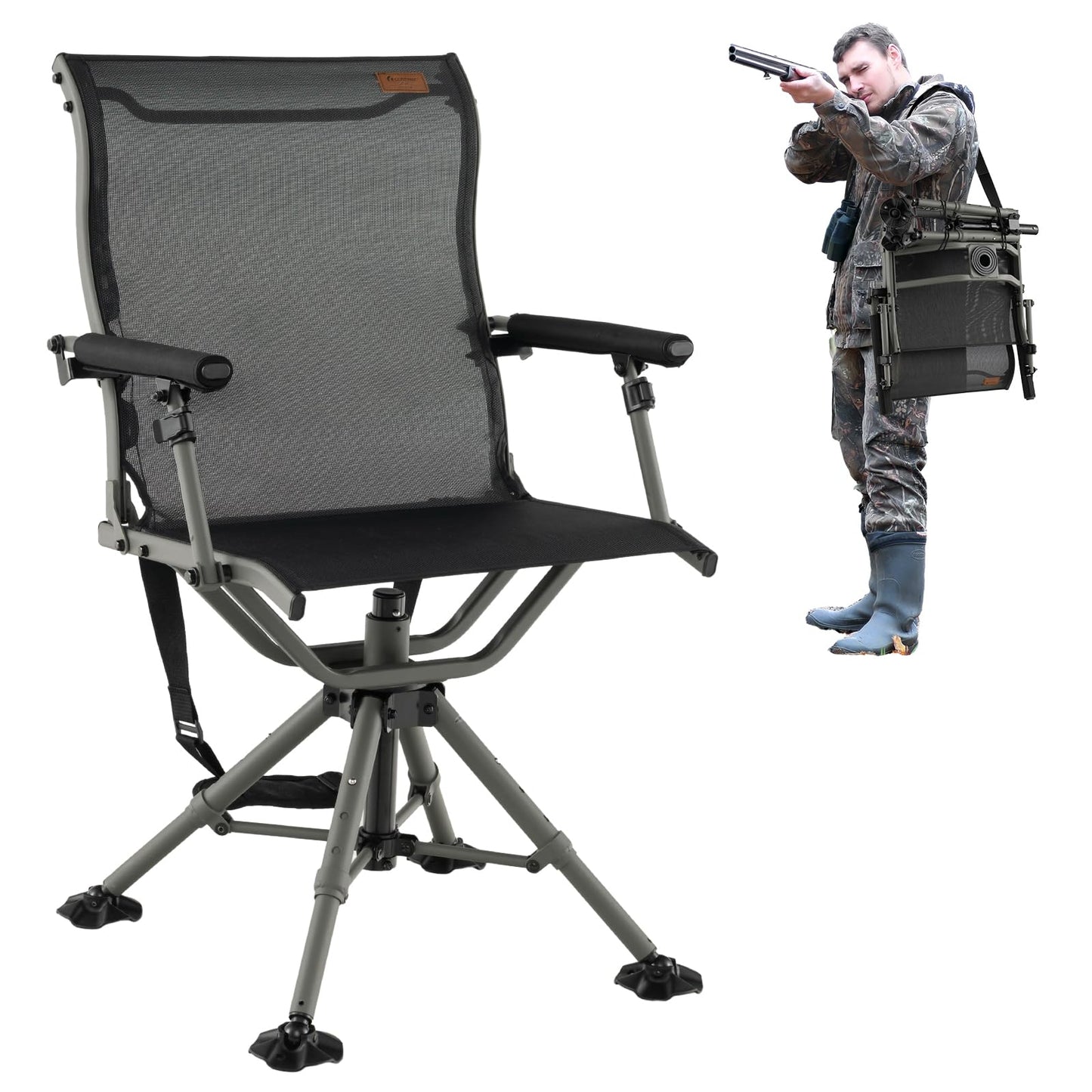 Folding Hunting Chair 360° Silent Swivel Hunting Blind Chair