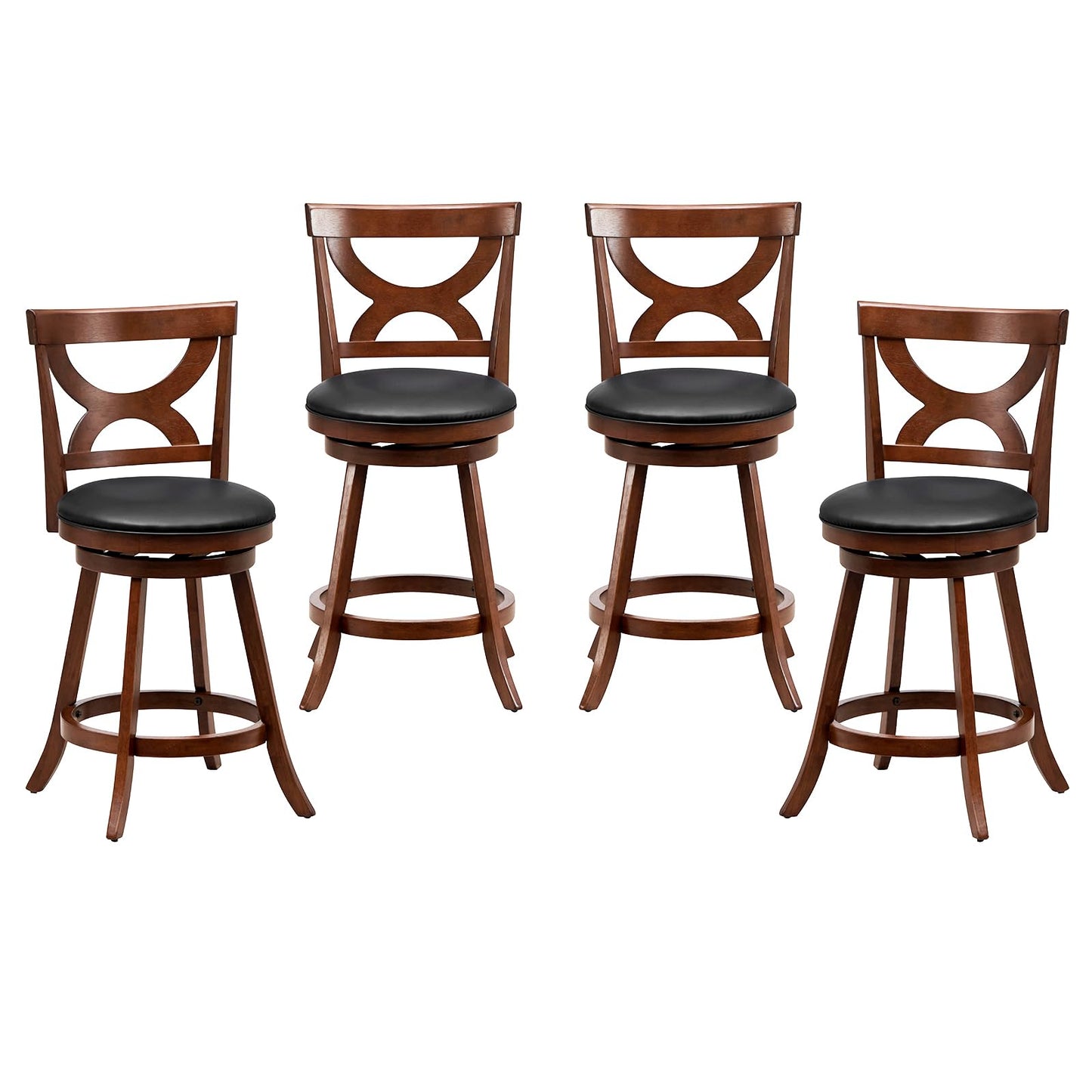 Bar Stools Set of 2/4 24'' 360-Degree Swivel Chairs