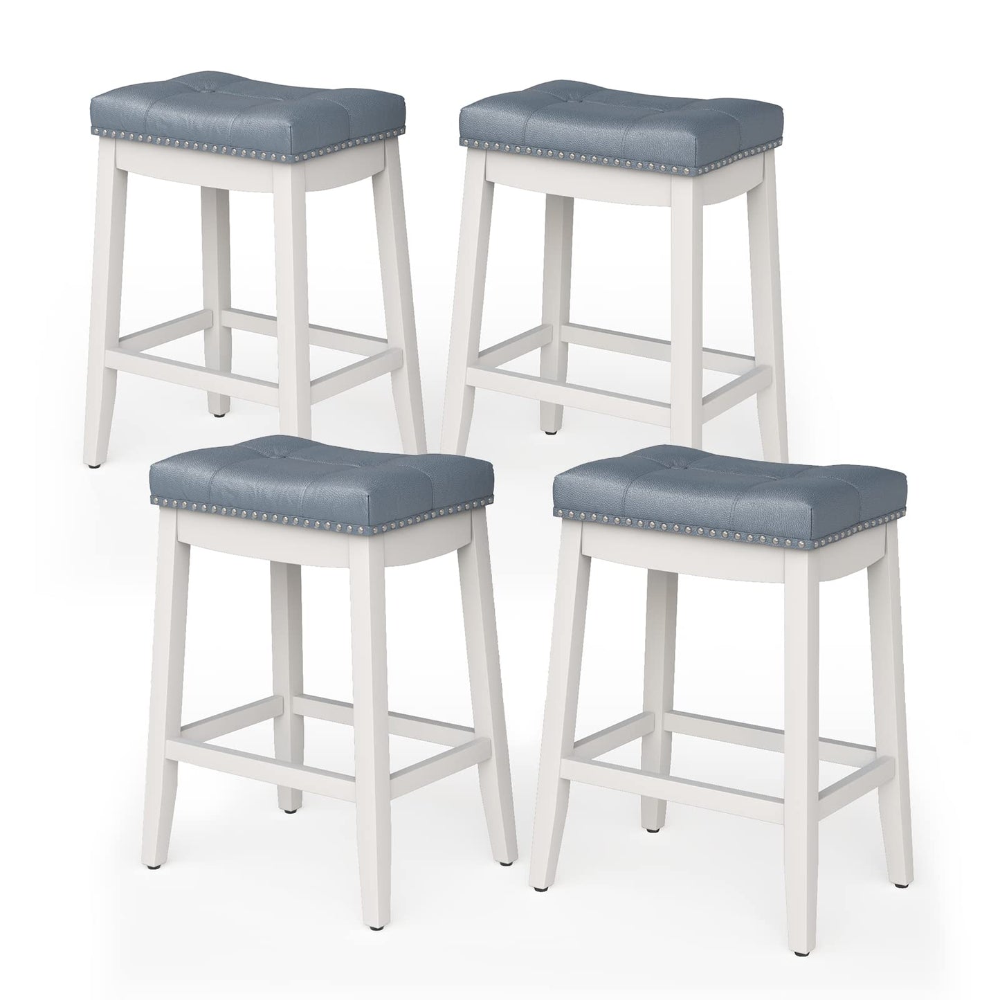 Bar Stools Set of 2/4 24-Inch Height Backless Counter Stool